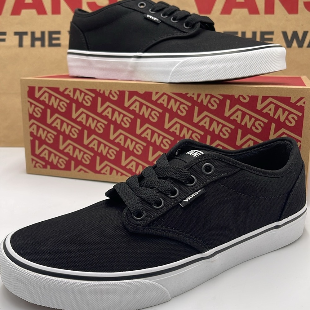 Vans Men’s Canvas Sneakers Classic Low-Top Design Atwood (Canvas) Black/White
